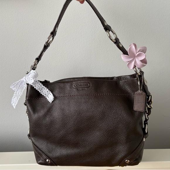Coach Handbags - SOLD Coach Carly Dark Brown Pebbled Leather Shoulder Bag